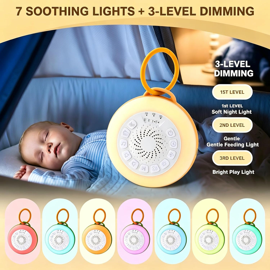 White Noise Machine Baby, Weisses Rauschen Gerät mit Nachtlicht, 28 Beruhigende Schlaflieder & Natur