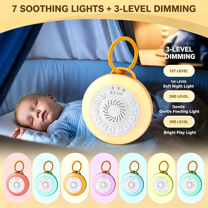 White Noise Machine Baby, Weisses Rauschen Gerät mit Nachtlicht, 28 Beruhigende Schlaflieder & Natur