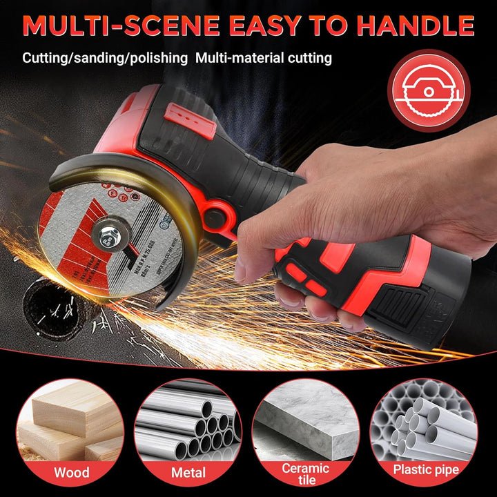 Mini Winkelschleifer, 16.8V Professional Winkelschleifer Set mit 2 Batterien 2000mAh, Trennschleifer