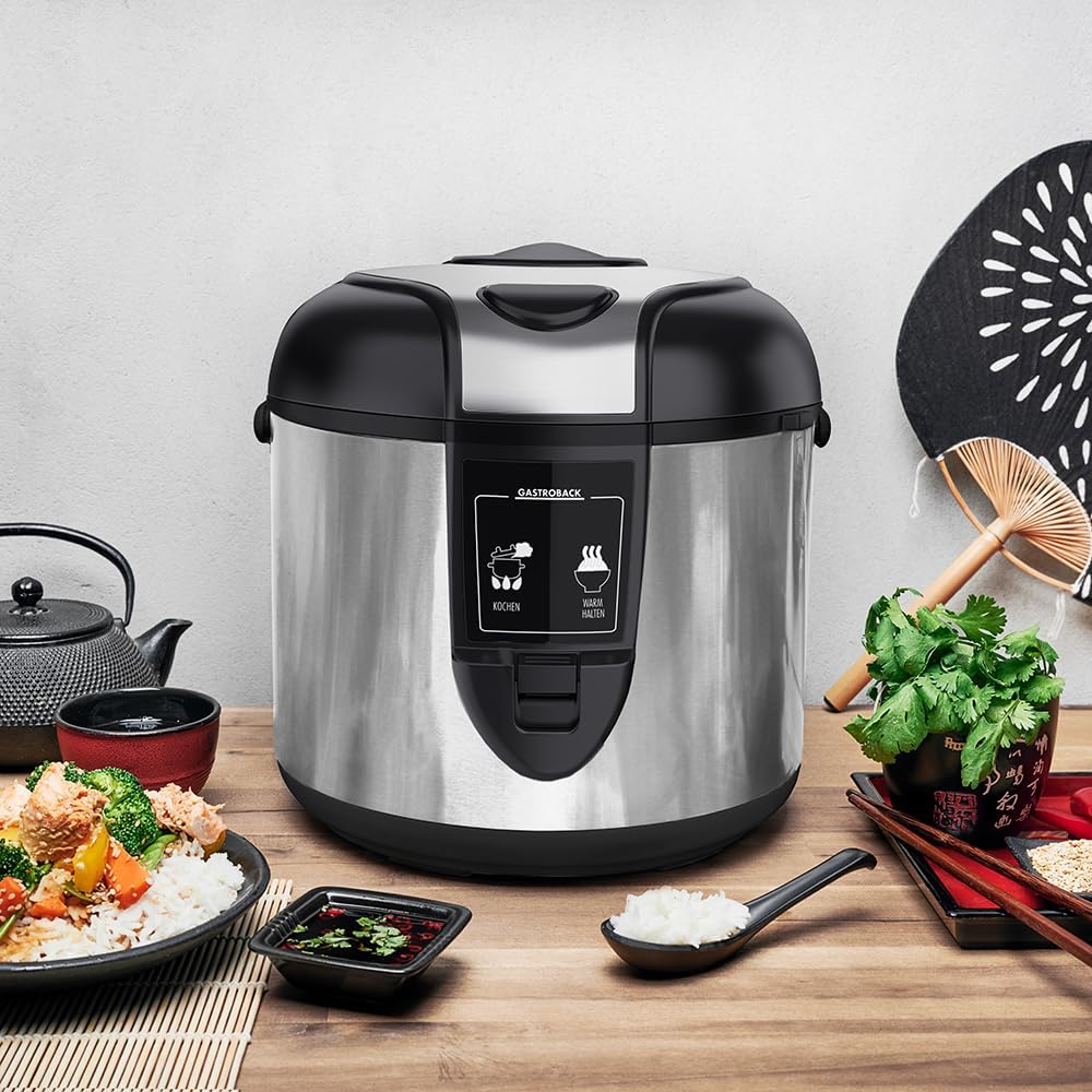 GASTROBACK Design Reiskocher - kein Überkochen - Automatisches Zubereiten von Reis, Basmati, Porridg