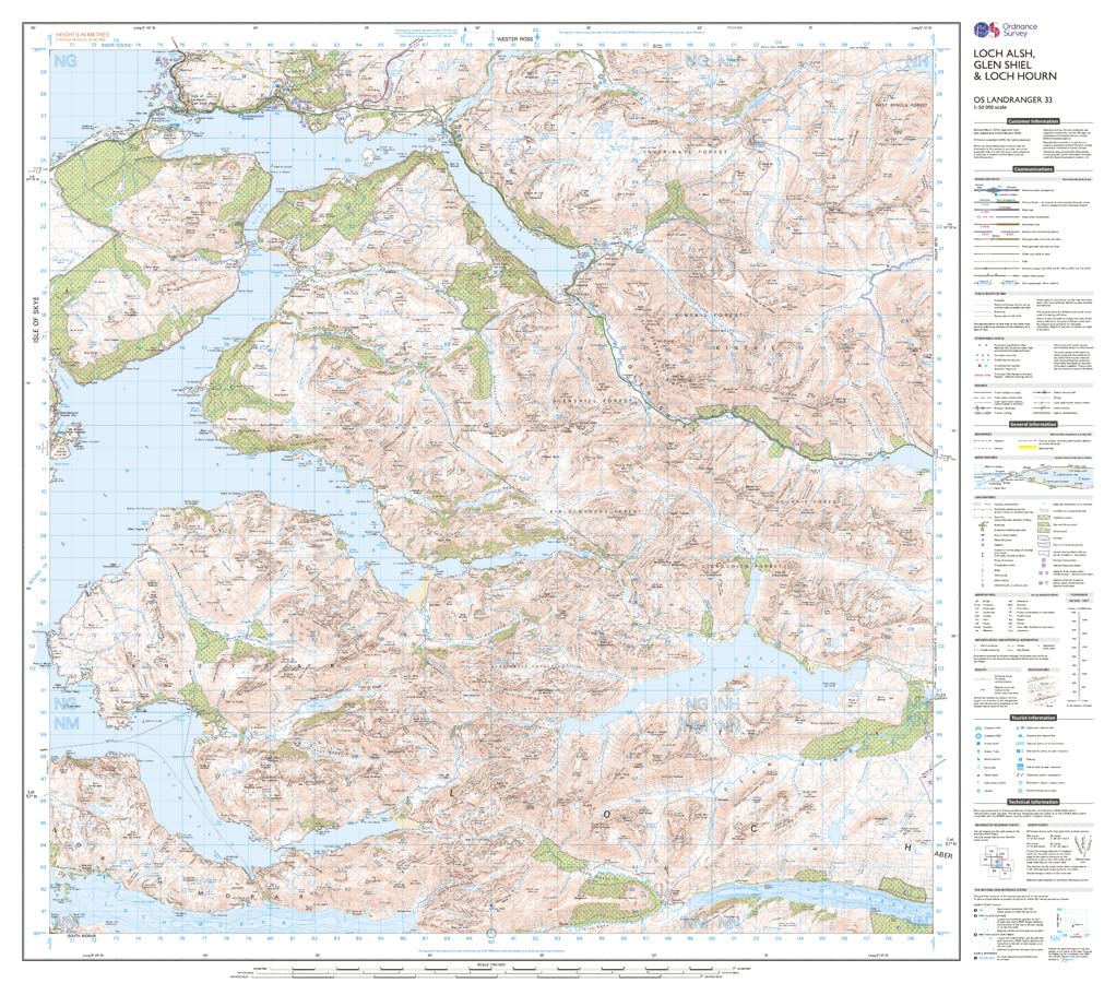 Loch Alsh, Glen Shiel & Loch Hourn (OS Landranger Map, Band 33), Karte
