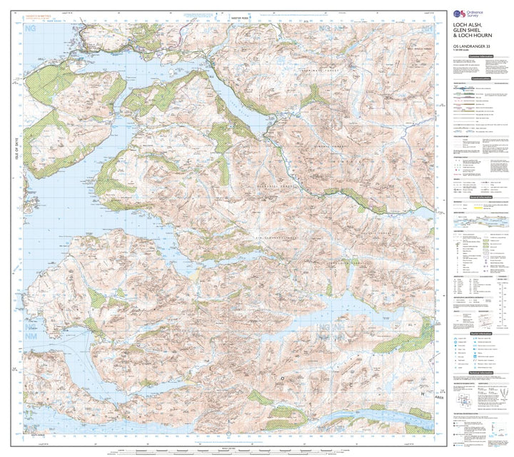 Loch Alsh, Glen Shiel & Loch Hourn (OS Landranger Map, Band 33), Karte
