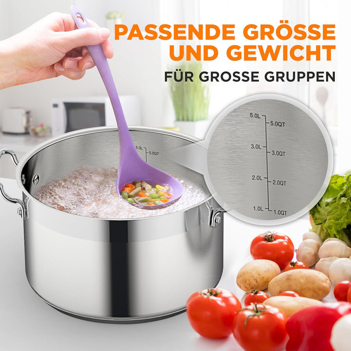 Suppentopf aus Edelstahl, 18/8 Lebensmittelqualität, robust, grosser Suppentopf für Eintopf, Eintopf