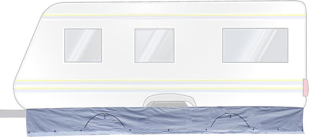 Bodenschürze Wohnwagenschürze 600x50 cm - Grau - mit 2 grossen Aufbewahrungstaschen 95x85x30cm - Win