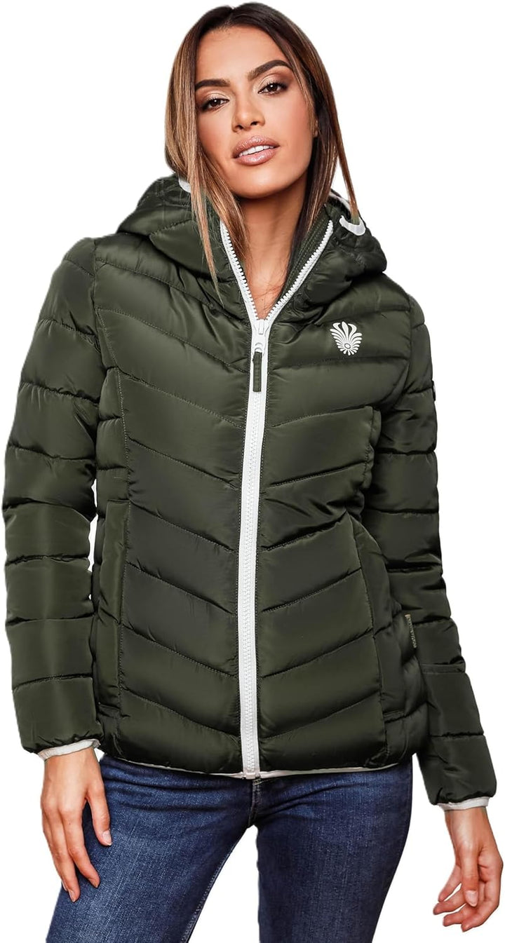 Navahoo Damen Jacke Steppjacke Übergangsjacke gesteppt Stepp Herbst B675 XS Olive, XS Olive
