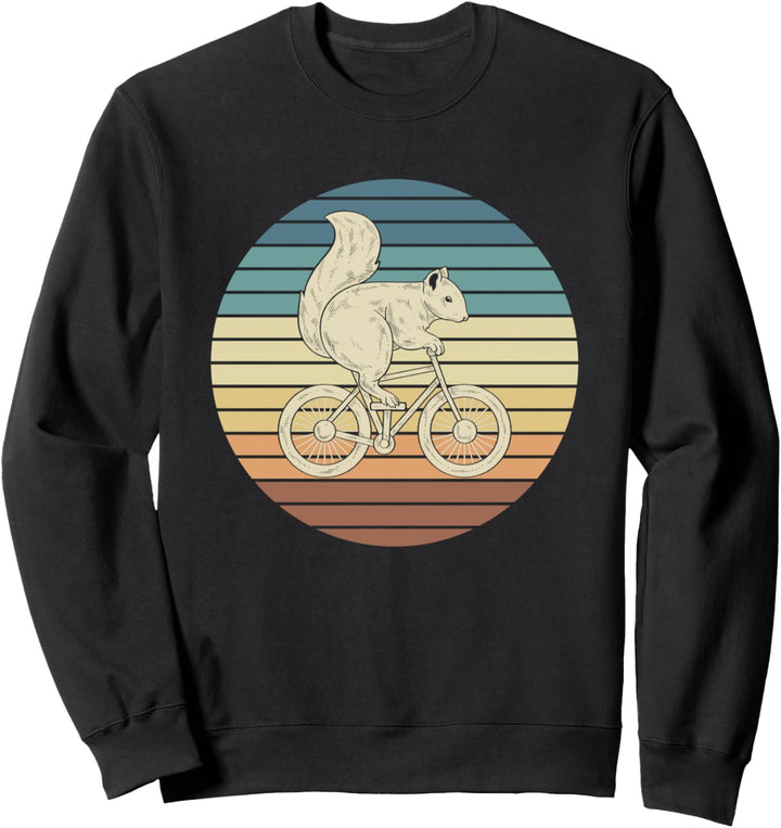 Natur Fahrrad fahren Waldtier Tierfreund Retro Eichhörnchen Sweatshirt