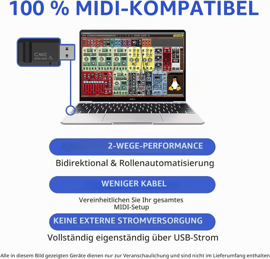 CME WIDI Bud Pro - Bluetooth-MIDI-Schnittstelle für iOS, MacOS, Windows, Android, ChromeOS, Linux, P