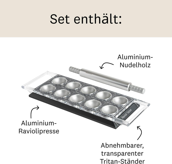 MARCATO Ravioli Tablet. Form für Ravioli Powder Grau. Eloxiertes Aluminium. 20 x 10 x 2 cm. Einfache