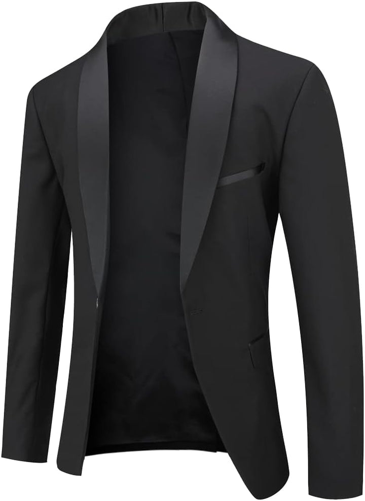 YOUTHUP Sakko Herren Slim Fit Schalkragen Anzugjacke 1 Knopf Tuxedo Jacke für Hochzeit Freizeit XS S