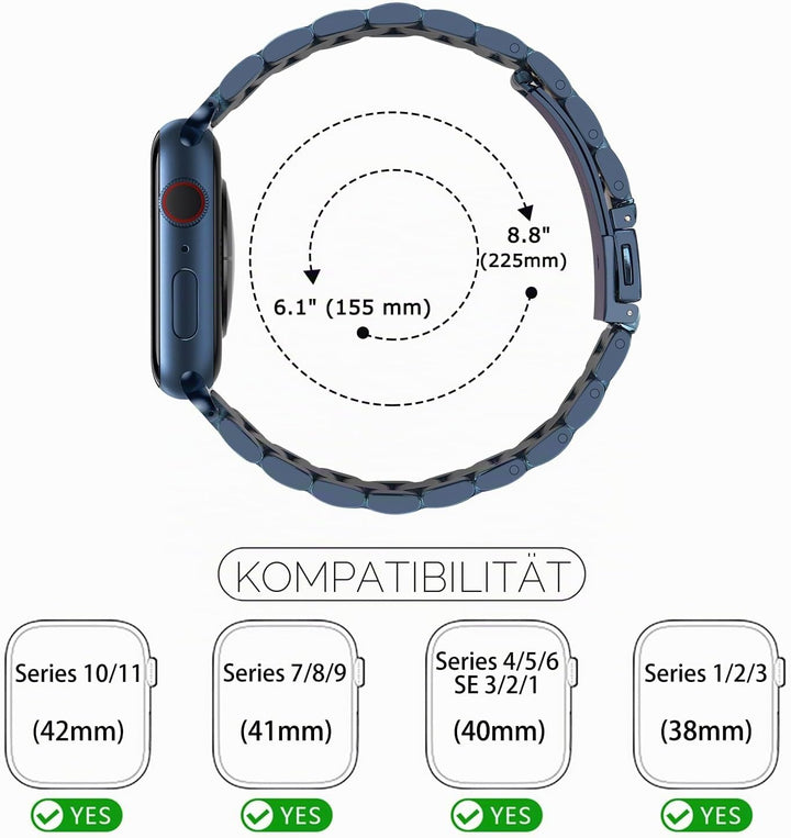 Tasikar Armband Kompatibel mit Apple Watch Armband 41mm 40mm 38mm Prämie Edelstahl Metall Ersatz Arm