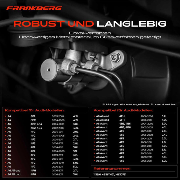 Frankberg Hauptbremszylinder Bremszylinder Kompatibel mit A4 4.2L 2003-2008 A6 4B2 3.0L 4.2L 2002-20