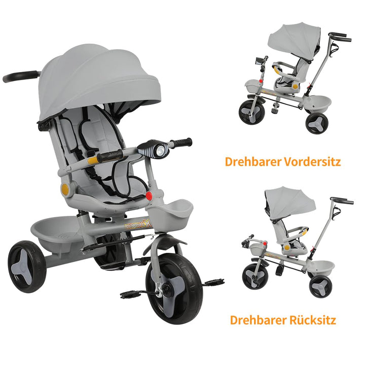 Kompakter Kinderwagen - Bis 25 kg, Neigbar, Faltbar mit Getränkehalter, Regenschutz, Sonnenverdeck (