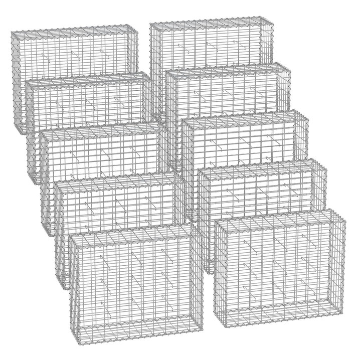 SONGMICS Gabionenkörbe, Metall-Steinkörbe mit 5 x 10 cm Maschenweite für Mauersteine, verzinkt, Stei