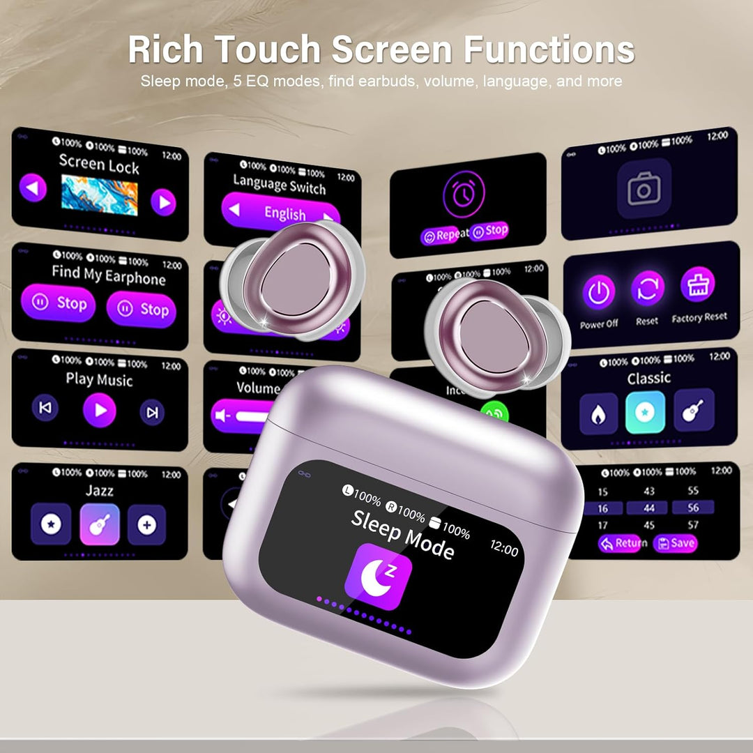 ZYHKON Bluetooth Kopfhörer, Bluetooth 5.4 Schlafkopfhörer In Ear mit Touchscreen, 48H Spielzeit Mini