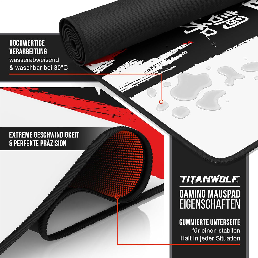 Titanwolf XXXL Übergrösse Mauspad 1200x600mm, Gaming Mousepad Gross,120x60 cm Tischunterlage Large S