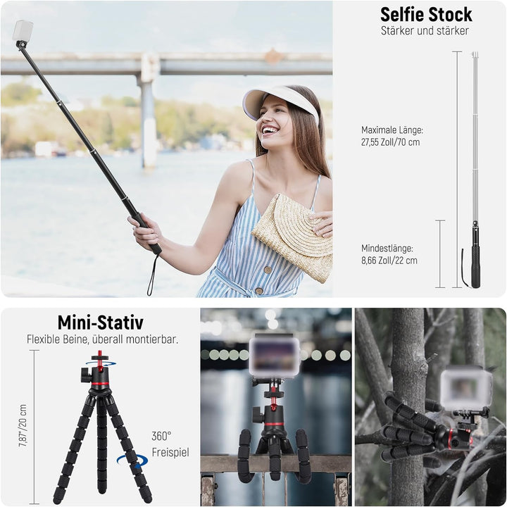 NEEWER Verbessertes 50 in 1 Action Kamera Zubehörset Kompatibel mitGoPro Hero 12 11 10 9 8 Max 7 6 5