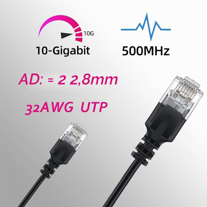 Elfcam® - 30m Ethernet Kabel Cat 6A Ultra Slim 10Gbps 32AWG UTP OD2,8mm 500MHz, 10Gb Thin RJ45 Cat 6