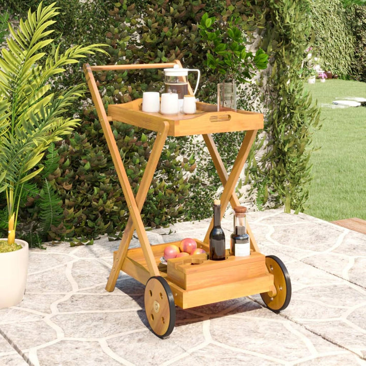 ARKEM Teewagen 54x87x90 cm Massivholz Akazie Teewagen Mit Rollen Garten Servierwagen