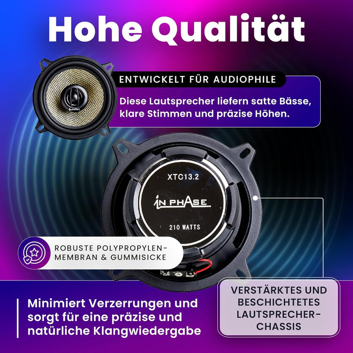 In Phase XTC13, 2 Koaxial Lautsprecher System 210 W Spitzenleistung Richtungsbezogene Hochtöner XTC1