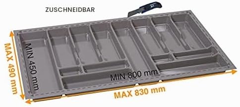 ALUSFERA Besteckkasten für Schubladen 90cm - Besteckeinsatz - Praktisch Schubladen Ordnungssystem -