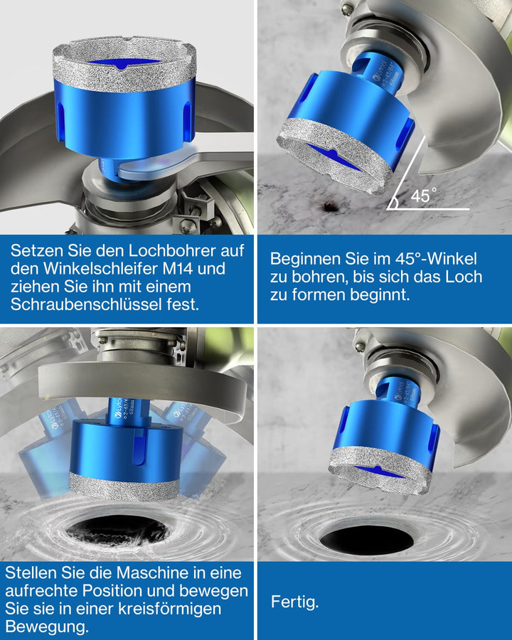 M14 Fliesenbohrer, Lytool 4 tlg Diamantbohrer Glasbohrer Set für M14 Winkelschleifer ø 20 | 35 | 50