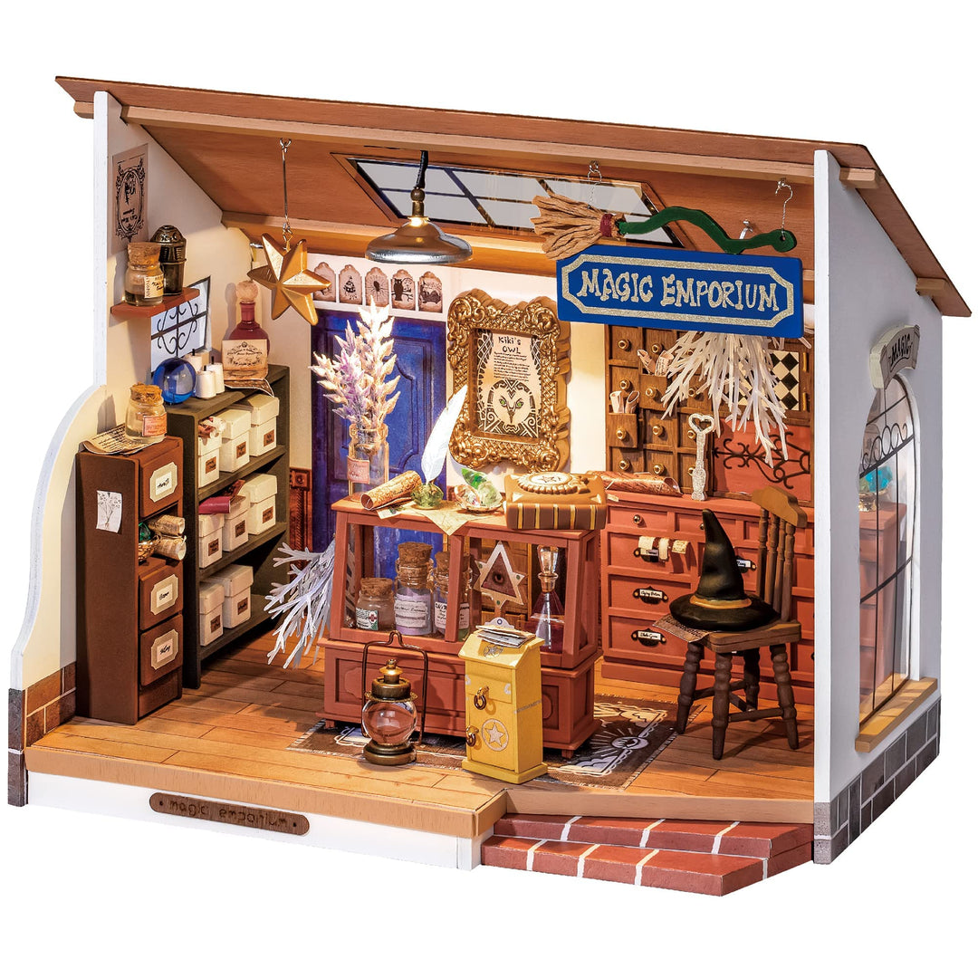 RoWood DIY Miniatur Haus Puppenhaus mit Licht, DIY Mini Holz Haus Modell Set, Bastelset Geburtstag G