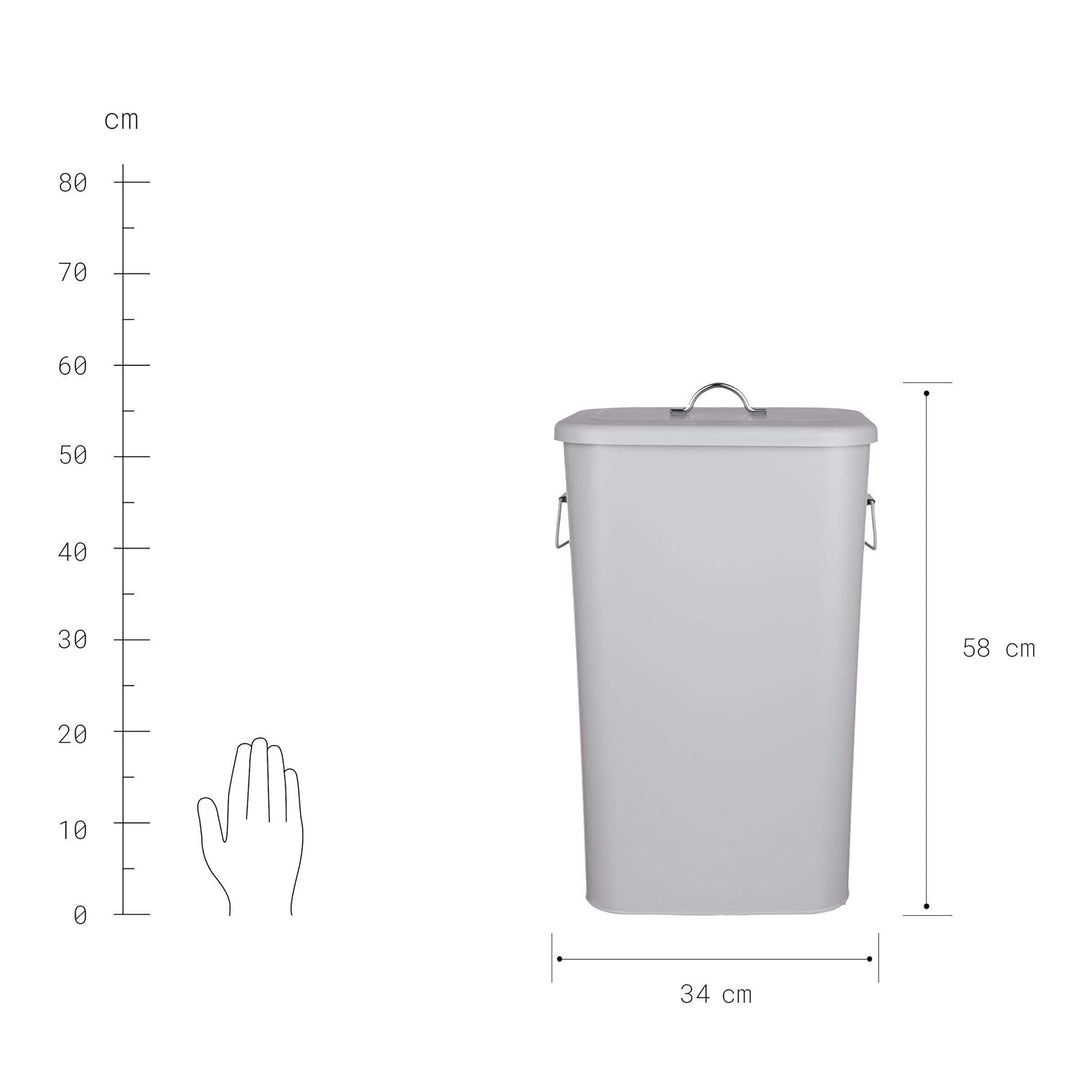 BUTLERS Universaltonne BINSTER - 41 Liter Mülltonne aus Metall mit abnehmbarem Deckel & Tragegriffen
