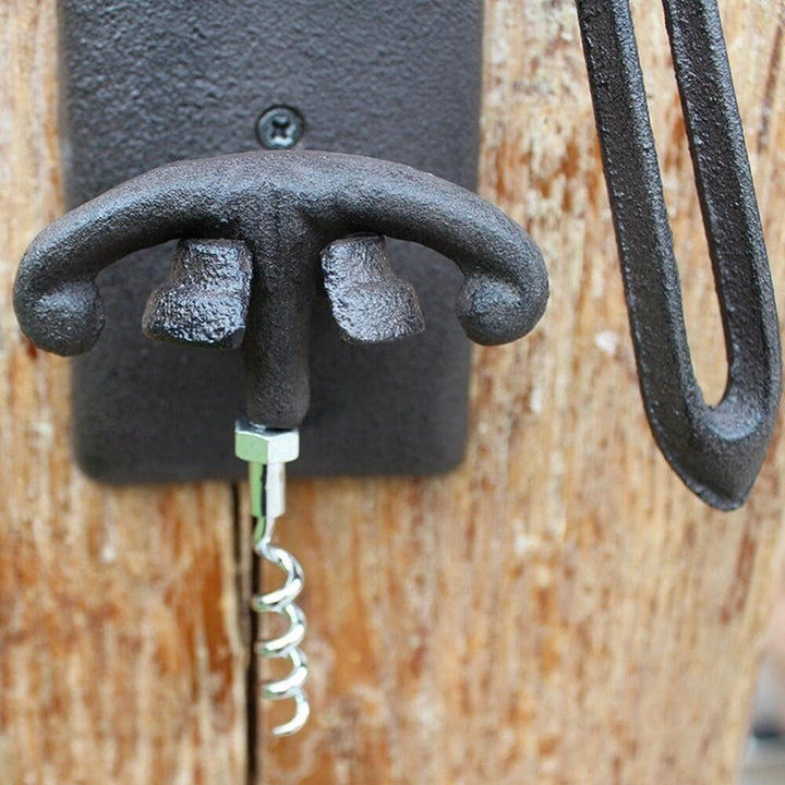 AFUDER An der Wand Montiert Weinöffner Europäisches Retro-Gusseisenhandwerk für den Hausgebrauch Kor