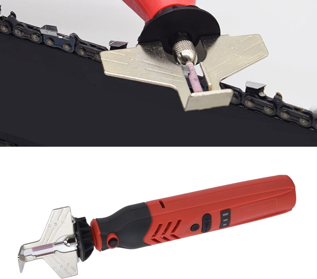 WAZG Akku-Sägeschärfer, 5000-18000 U/min Stabiles Hand-Kettensägen-Schärfwerkzeug-Set Rot DC3,6 V fü