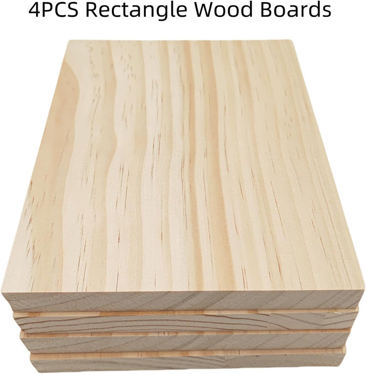 4 Stk. Unfertige Holzblöcke zum Basteln, 20x15x1,5 cm Rechteckige Holzbretter Leere Schnitzblöcke zu