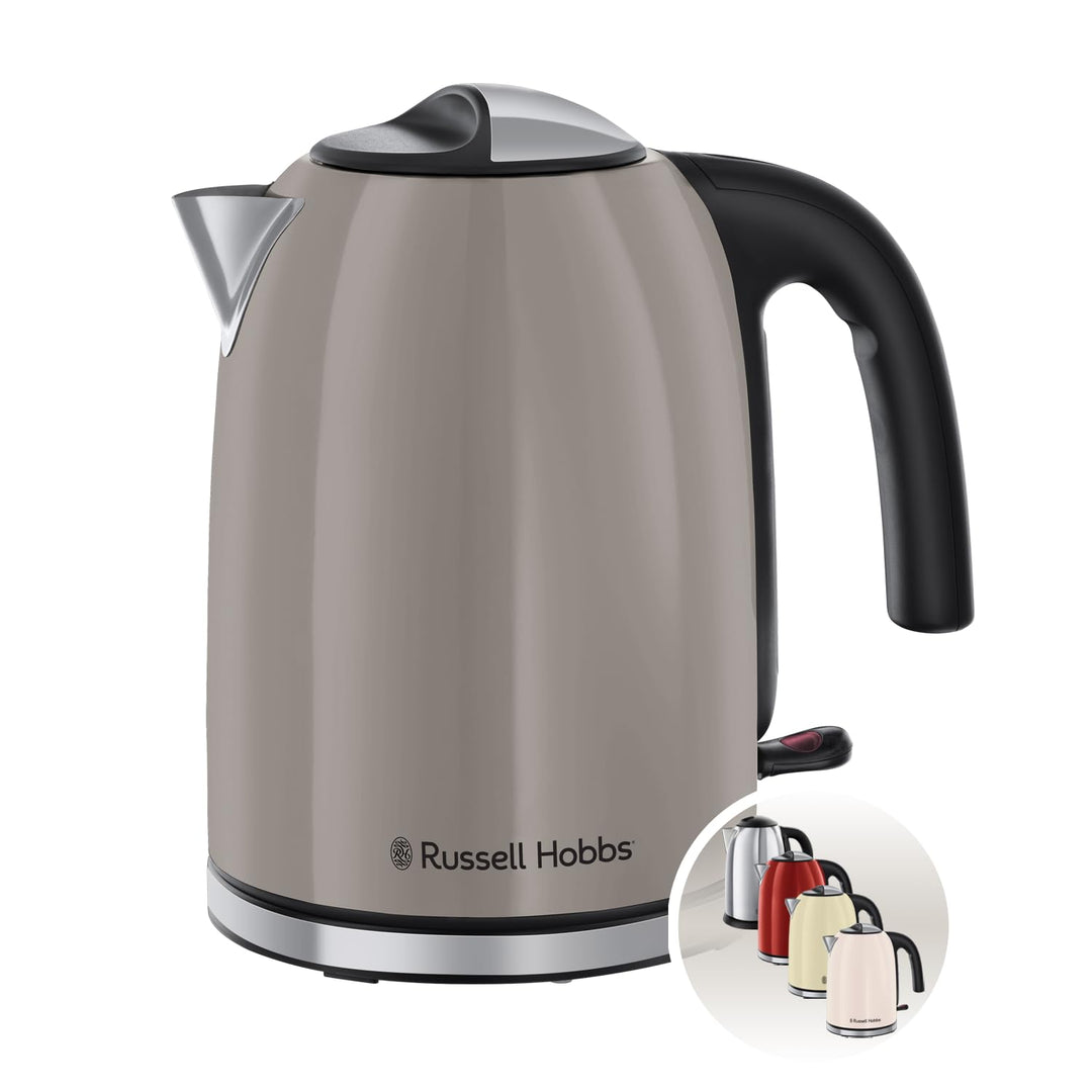 Russell Hobbs Wasserkocher [1,7L, 2400W] Colours Plus Mocha (Edelstahl-Akzente, Schnellkochfunktion,