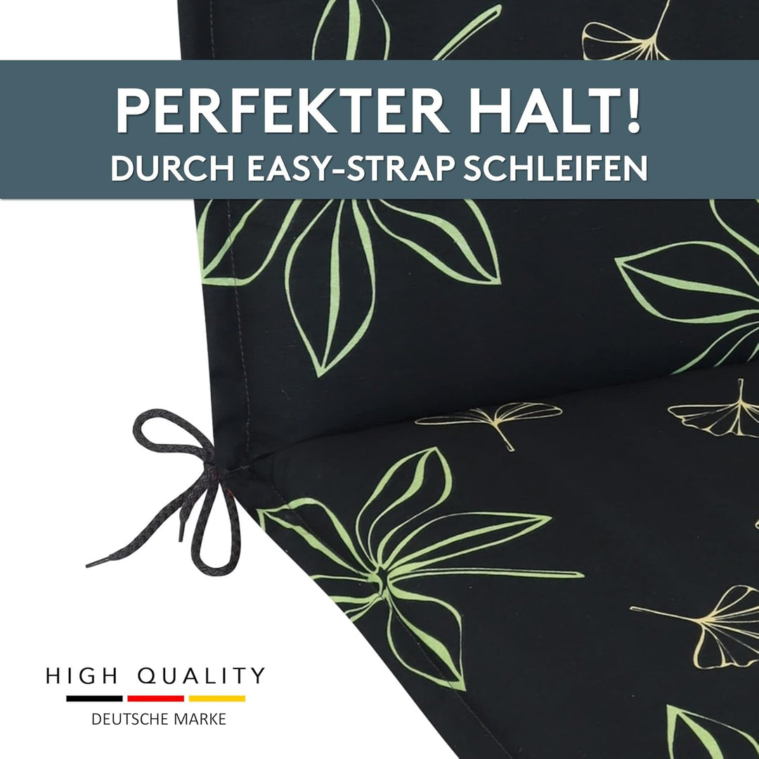 LILENO HOME Gartenstuhl Auflagen als [2er Set - Hochlehner] in Grafik-Blume Grün - Bequeme Liegen al