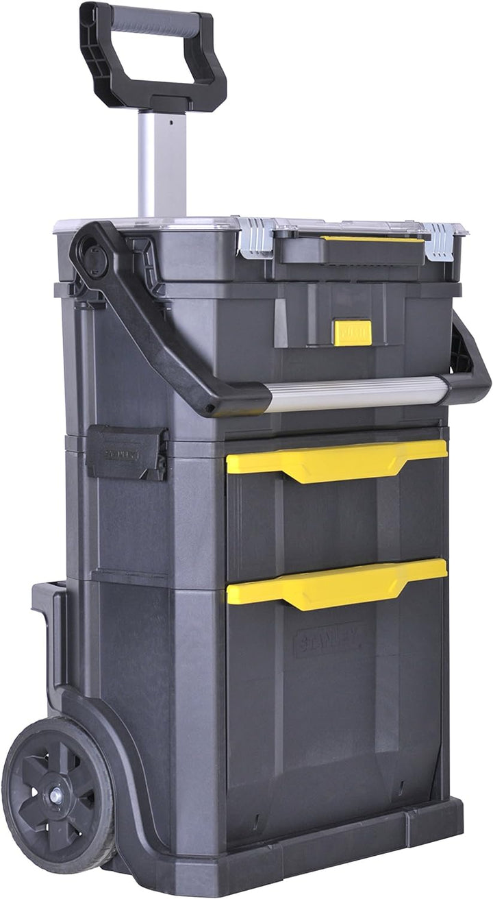 Stanley Rollende Werkstatt aus Metall-Kunststoff 1-79-206 – Werkzeugwagen leer mit 3 modularen Einhe