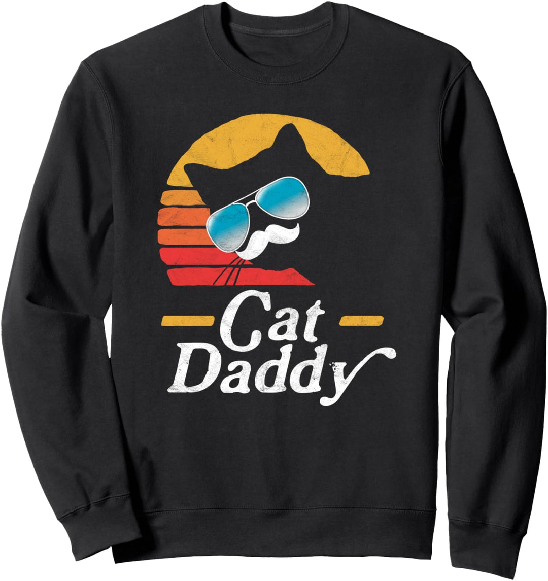Cat Daddy Vintage Sunglasses & Mustache Eighties Retro Cat Sweatshirt