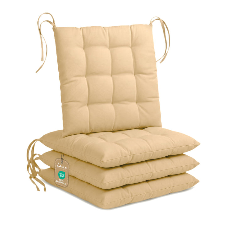 Lavea® Sitzkissen &amp; Stuhlkissen 40x40 cm – 4er Set – mit Stoffbändern – Buiten &amp; Binnen – waschbar &amp;