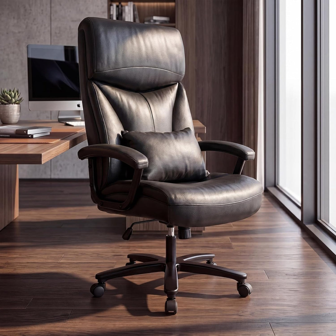 Ergonomischer Bürostuhl 200KG Schreibtischstuhl mit 4-stufiger Gasdruckfeder, Hoher Rückenlehne und