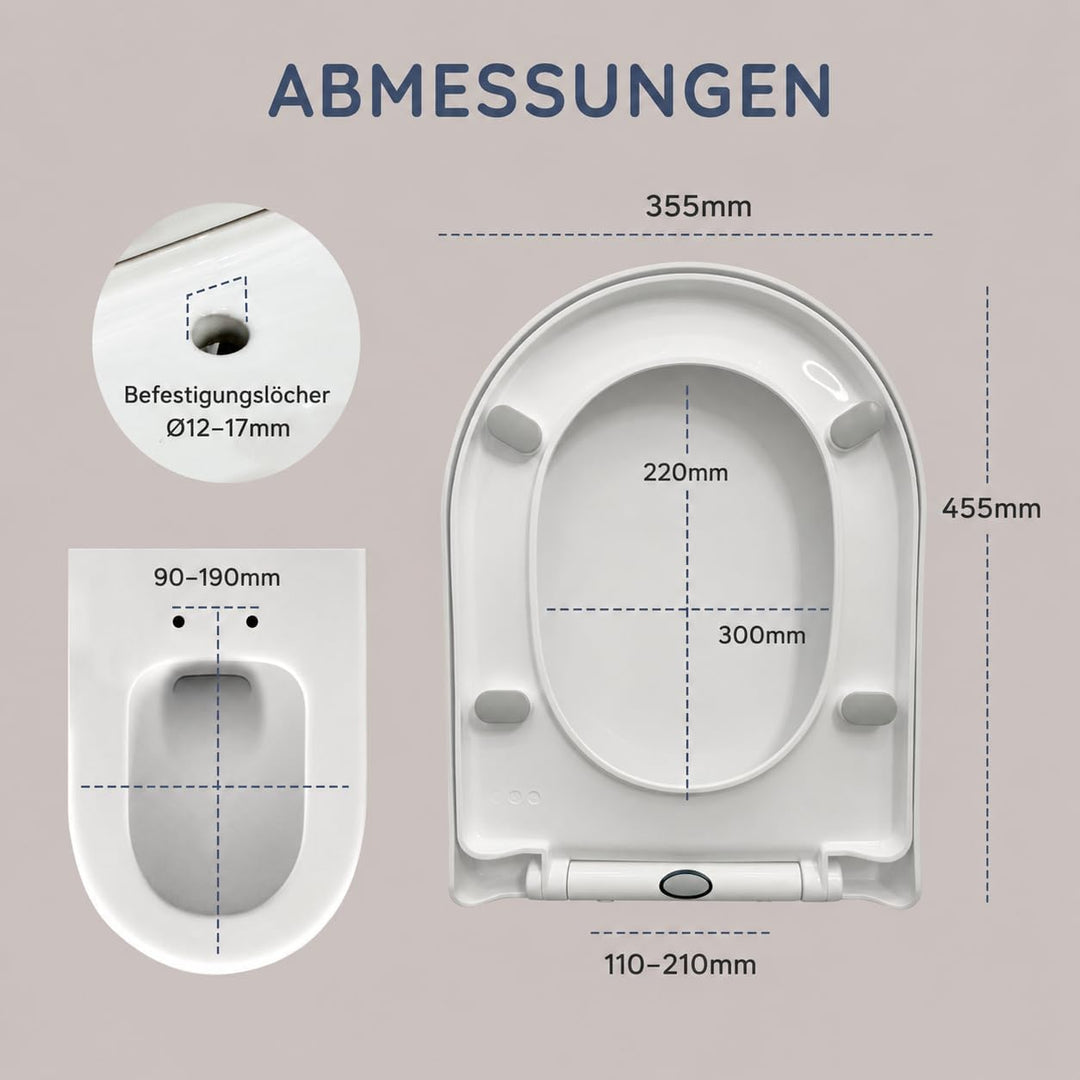 CUQOO Toilettendeckel mit Absenkautomatik | WC Sitz Klobrille Kinder Top D-Form, D-Form
