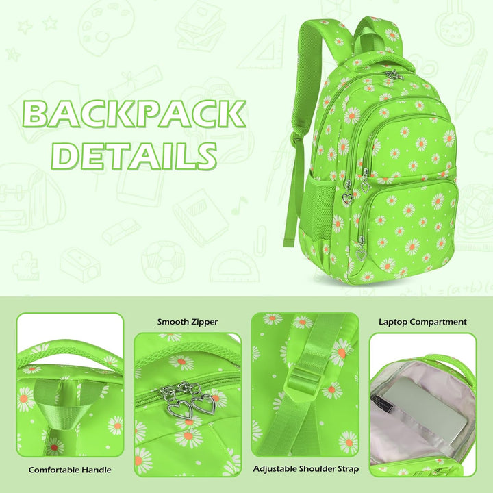 Schulrucksack Mädchen Teenager Damen Schultasche Rucksack Set Gänseblümchen Schulranzen für Mädchen