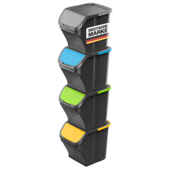 Gardissimo "Stack / 4 x 25 Liter Mülleimer - Küche Stapelbox 4 Fächer - Mülltonnenbox 4er - Abfallei