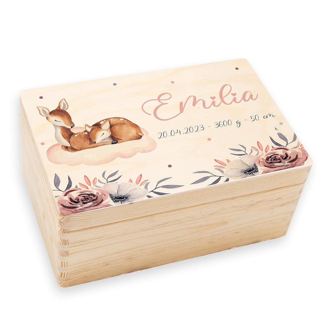 KIDSMOOD - Erinnerungsbox Baby, personalisierte Holzkiste mit Deckel, Ideal zur Aufbewahrung von Eri
