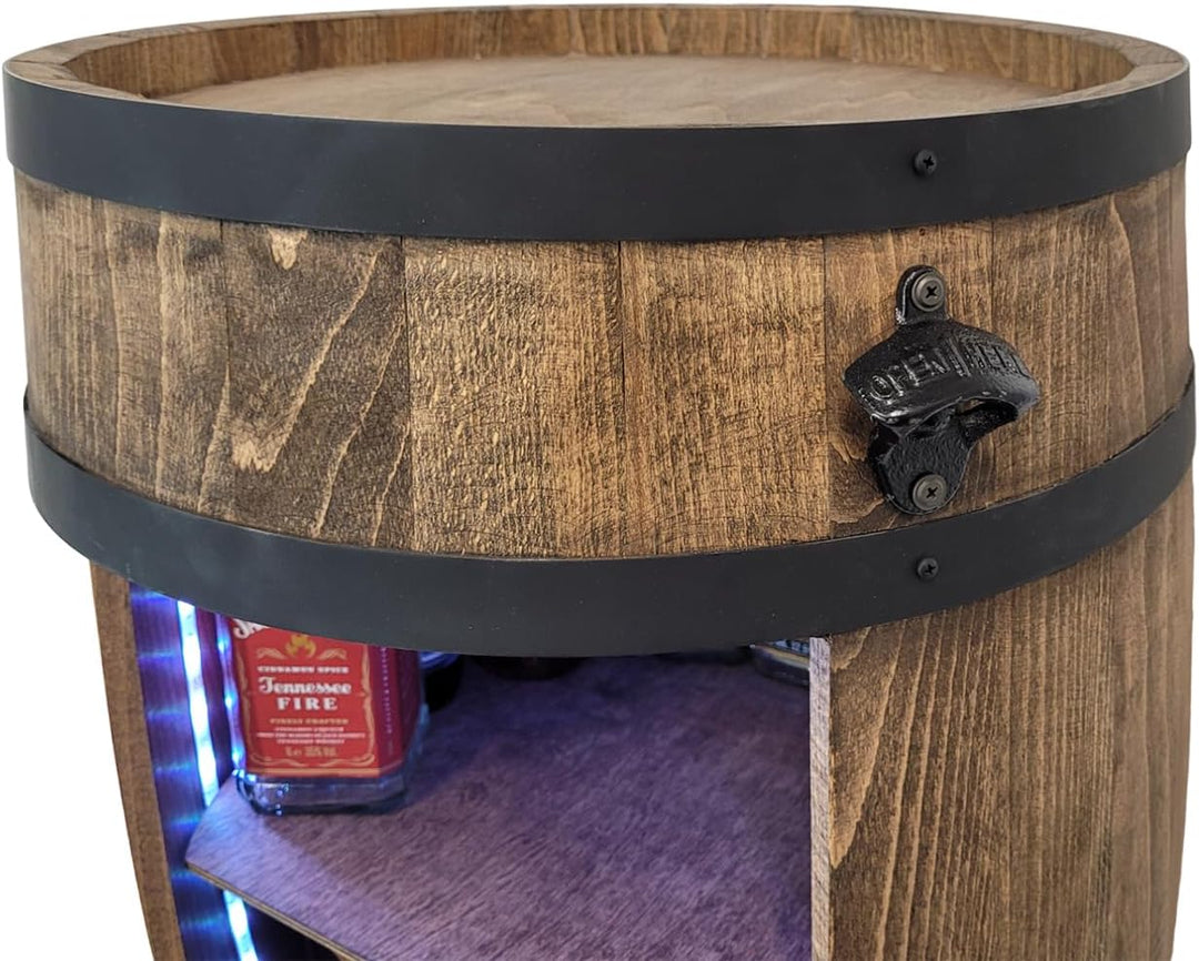 weeco Holzfass mit Flaschenöffner und Weinregal. Fassbar 80cm - Rustikale deko Barschrank - Hausbar