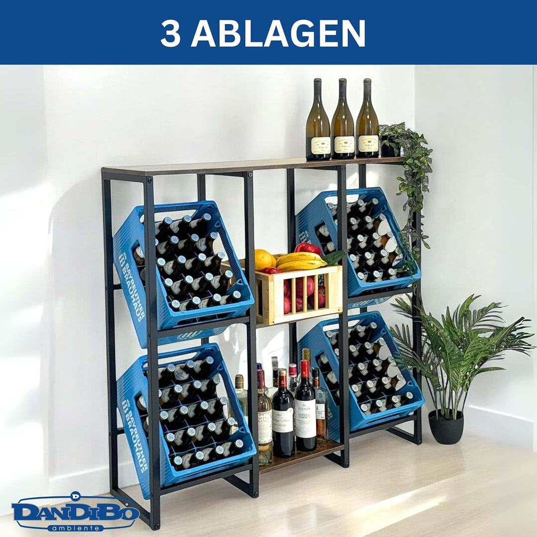 DanDiBo Getränkekistenregal 4 Kisten mit Ablage Holz Metall 96564 Getränkeregal Kistenregal Getränke