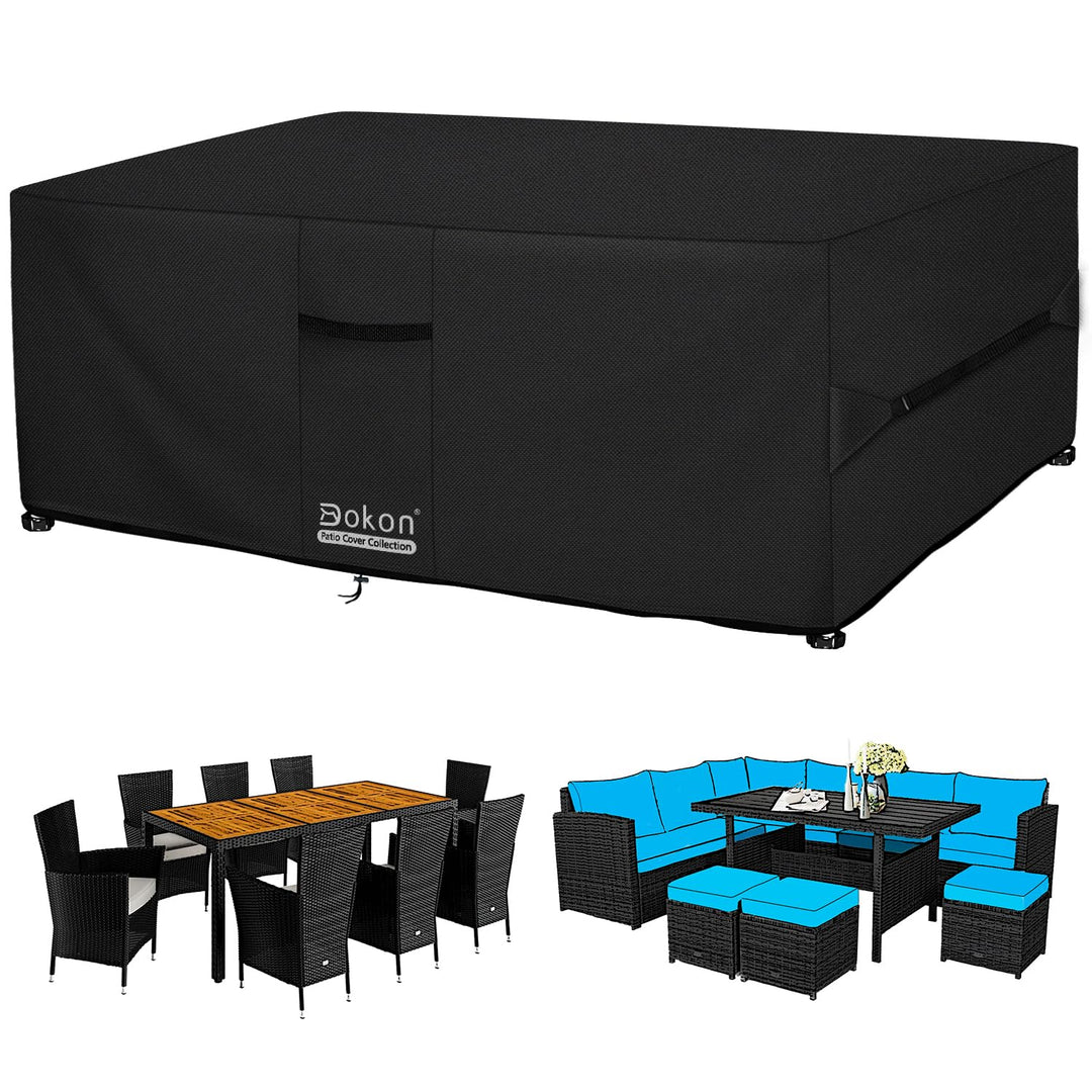 Dokon Abdeckung für Gartenmöbel Winterfest Gartentisch Schutzhülle Outdoor | 420D Oxford, Wasserdich