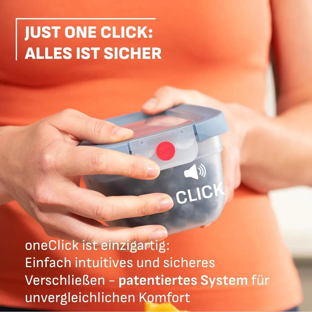 EMSA oneClick Frischhaltedosen, 0,75L, 1,5L, 3,0L, Lebensmittel 2 x länger frisch, 100% dicht, Made