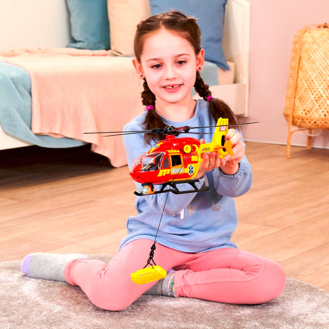 Dickie Toys - Rettungs-Hubschrauber Airbus H145 (36 cm) - Spielzeug-Helikopter mit Aufzieh-Propeller