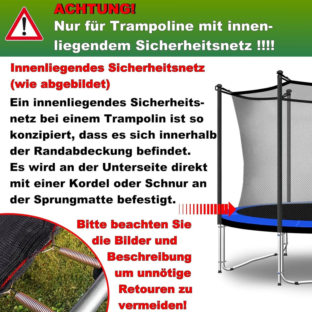 Baunsal® Trampolin Sicherheitsnetz Ø 183 185 244 250 275 277 300 305 366 370 335 337 396 400 427 430