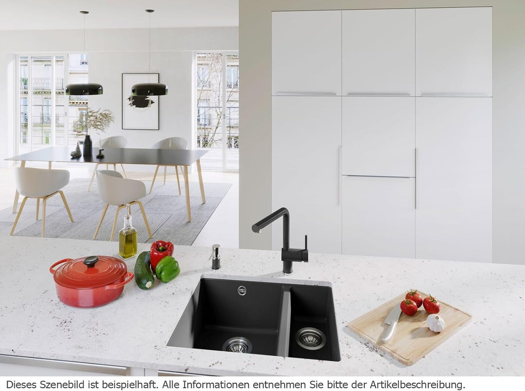 BLANCO ROTAN 340/160-U | SILGRANIT schwarz | Einbauart: Unterbau | Hauptbecken links | ohne Ablauffe