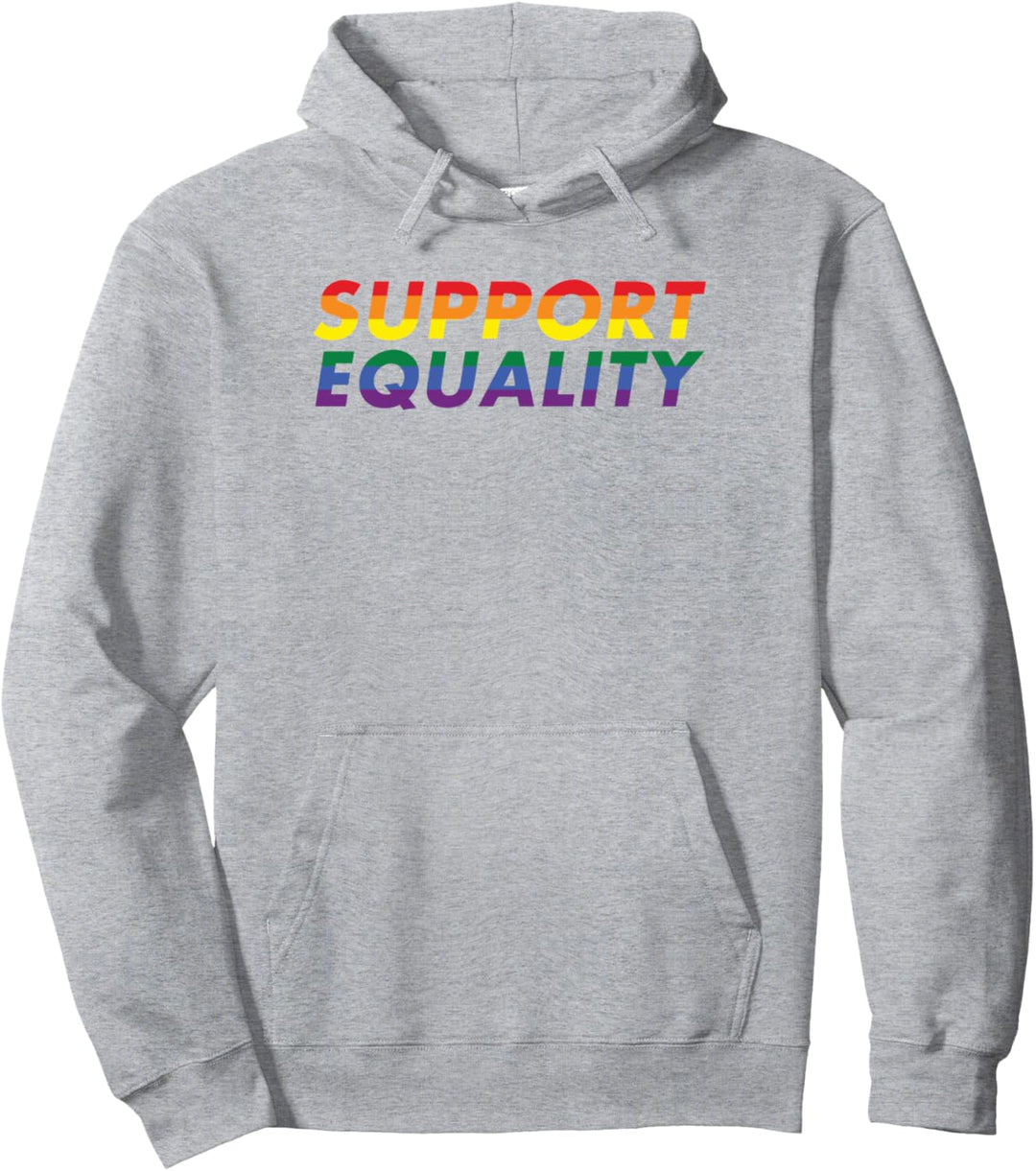 Support Equality Rainbow Italics Pride LGBTQ Pullover Hoodie