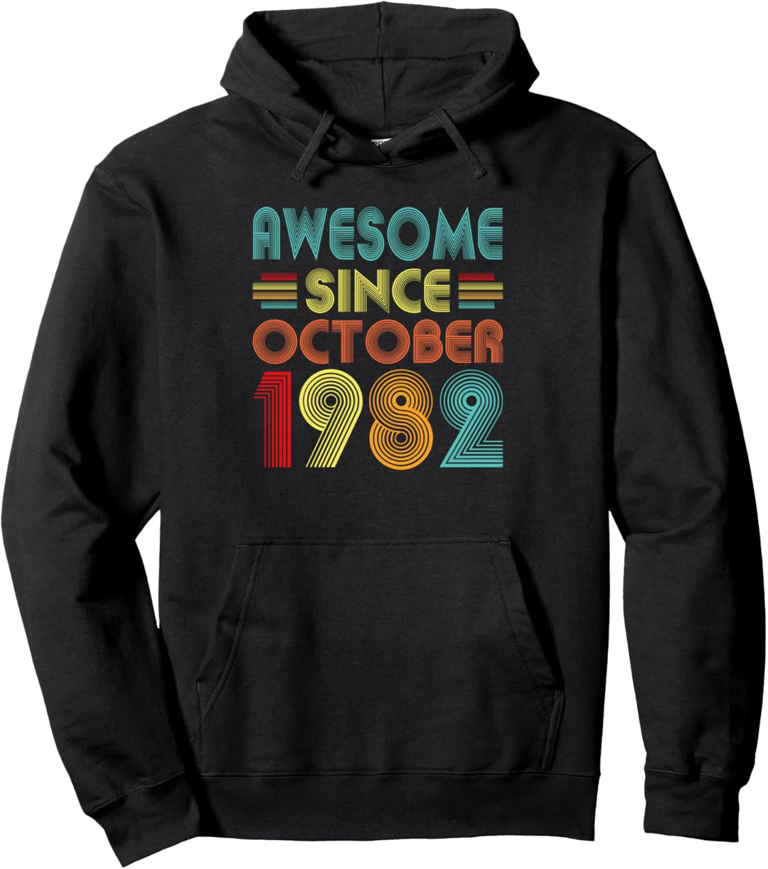 Awesome Since October 1982 Vintage October 1982 Birthday Pullover Hoodie