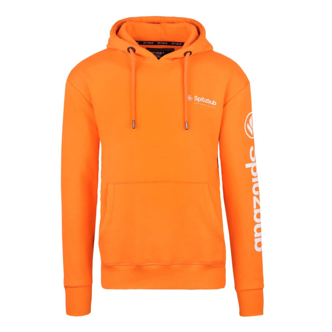 Spitzbub Herren Hoodie Pullover mit Kapuze Kapuzenpullover Sportshoodie mit Ärmelprint S Orange, S O